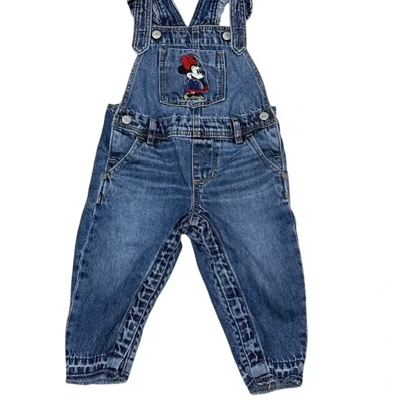Baby Gap Disney Minnie Mouse Denim Overalls Ruffle Straps Blue Toddler 2T - Picture 5 of 10